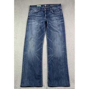 7 For All Mankind Jeans Mens 31 Blue Organic Cotton Blend Denim Straight Jeans